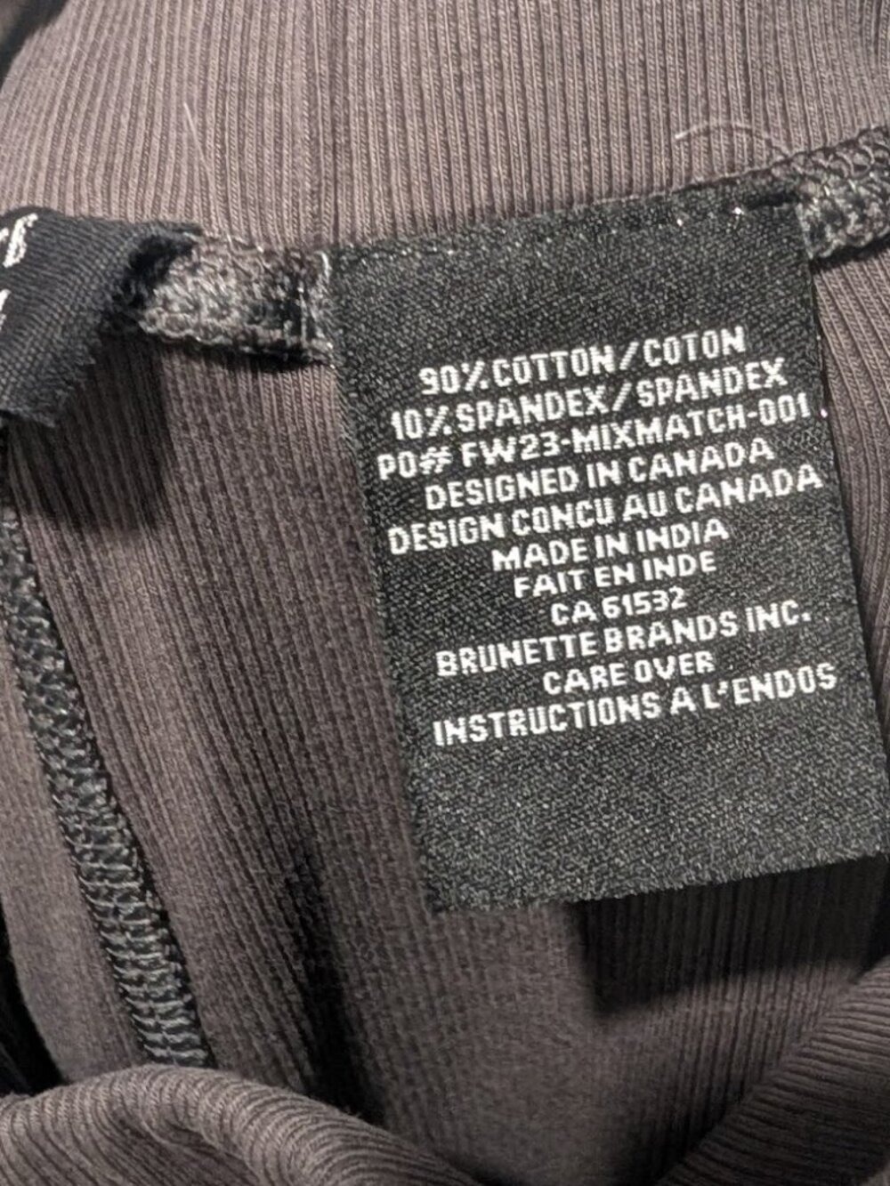 Brunette The Label | Ribbed High Rise Leggings In Charcoal - Picture 7 of 9